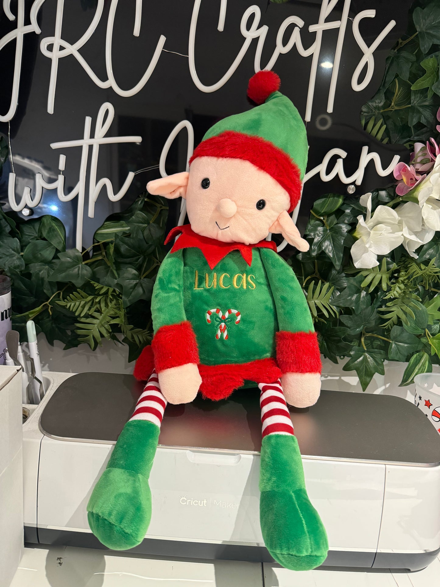 Embroidered Christmas teddy with story book