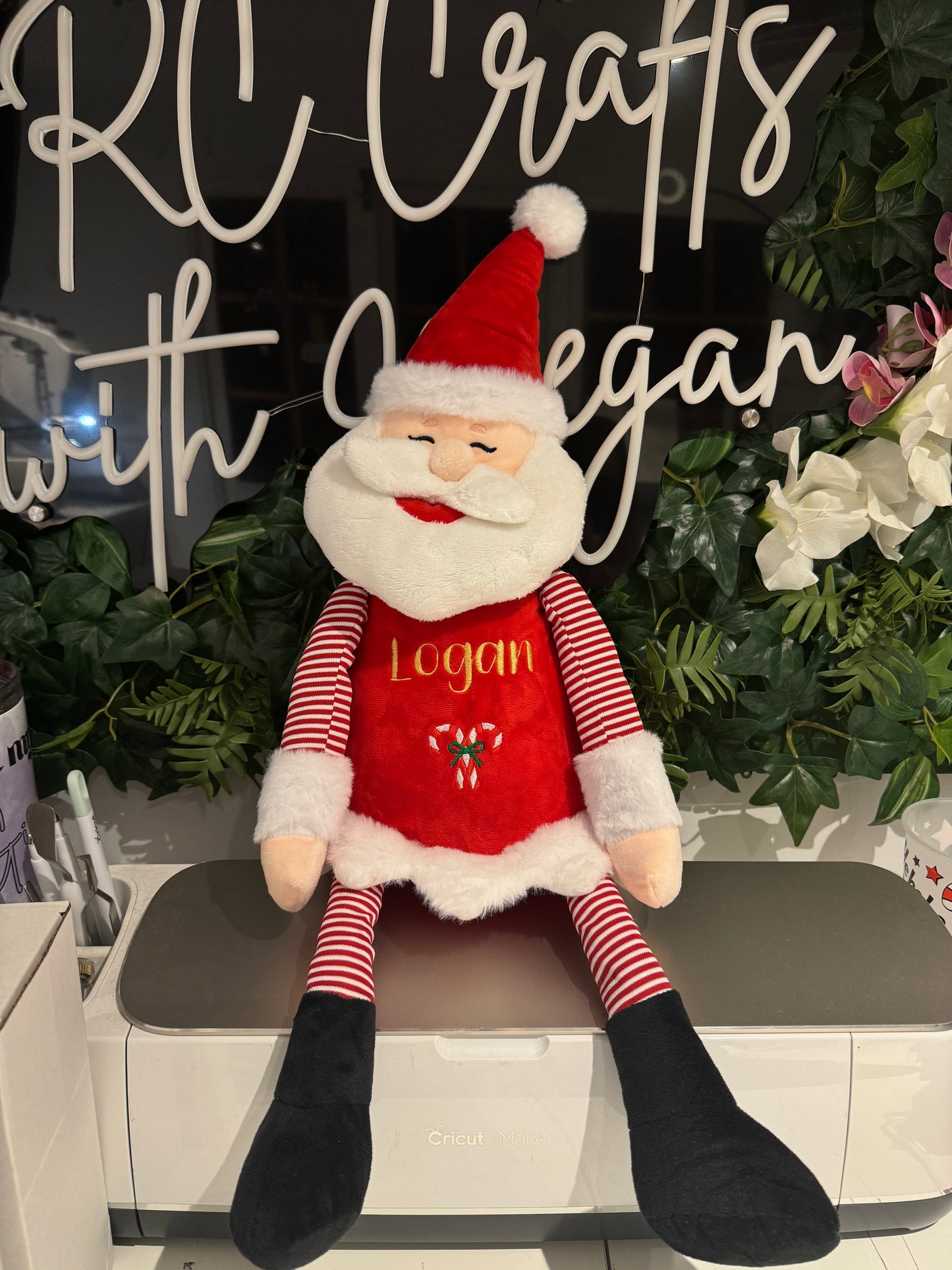Embroidered Christmas teddy with story book