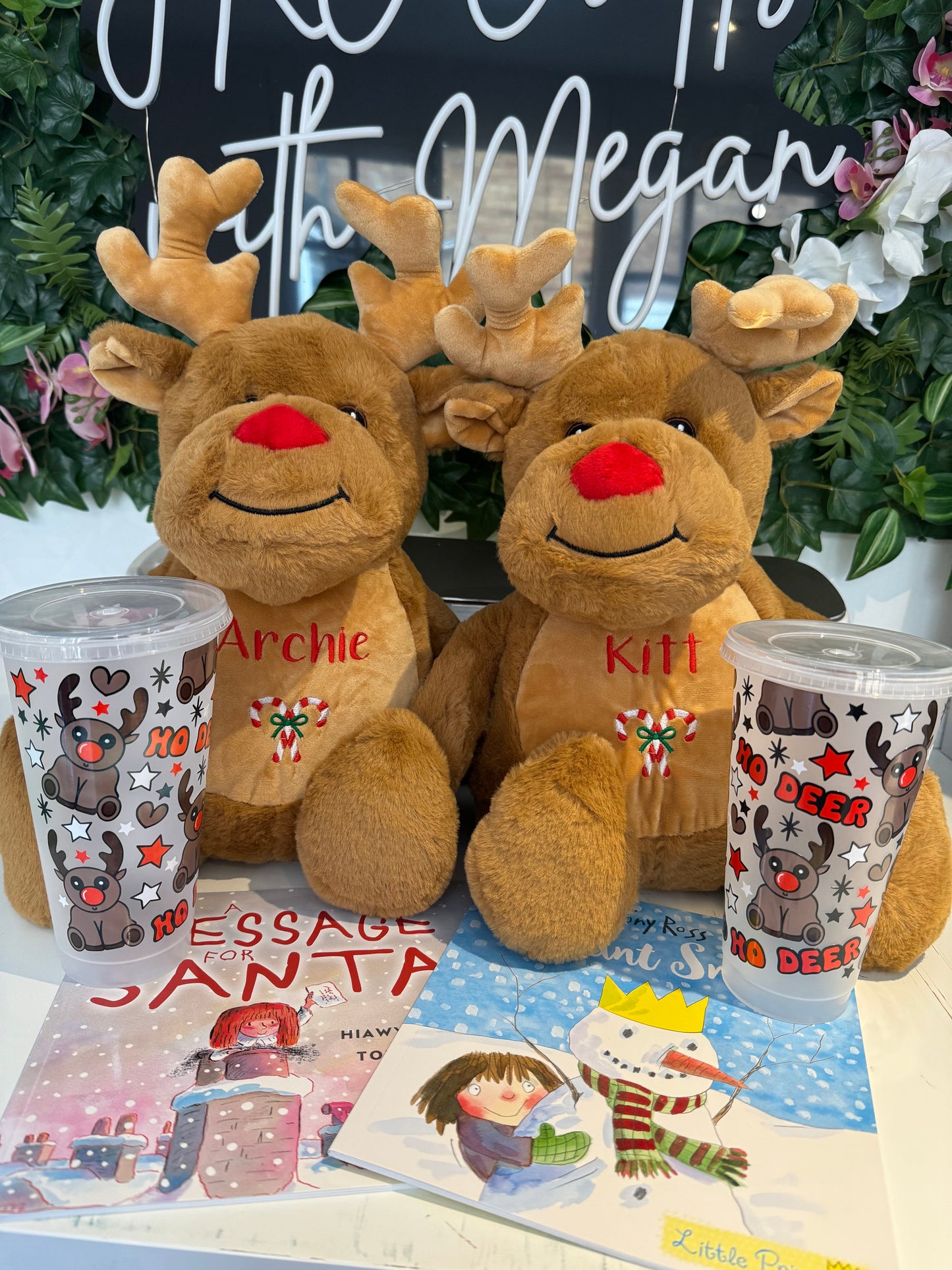 Embroidered Christmas teddy with story book