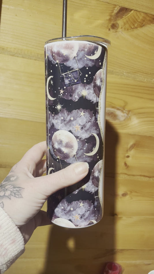 Night sky, moon & stars tumbler 🌌